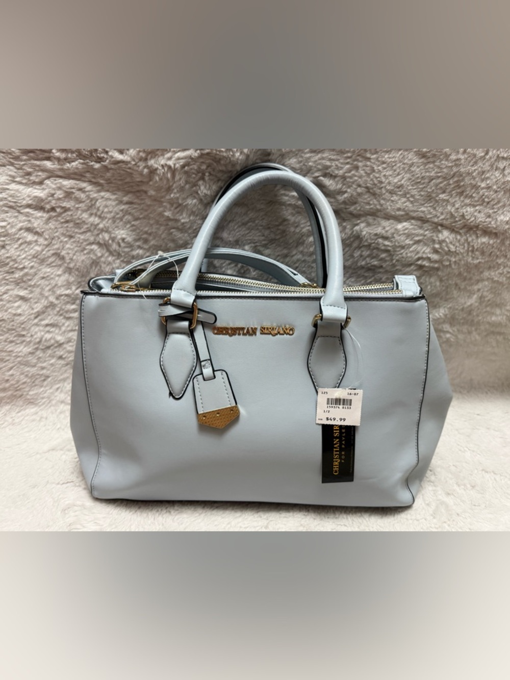 Christian Siriano Pale Blue Satchel with Gold Hardware